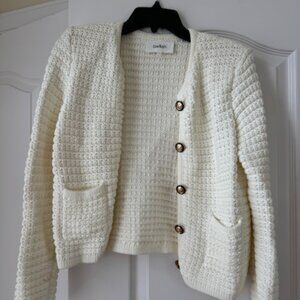 Bash White Cardigan Sweater Jacket, Size 1 / Small